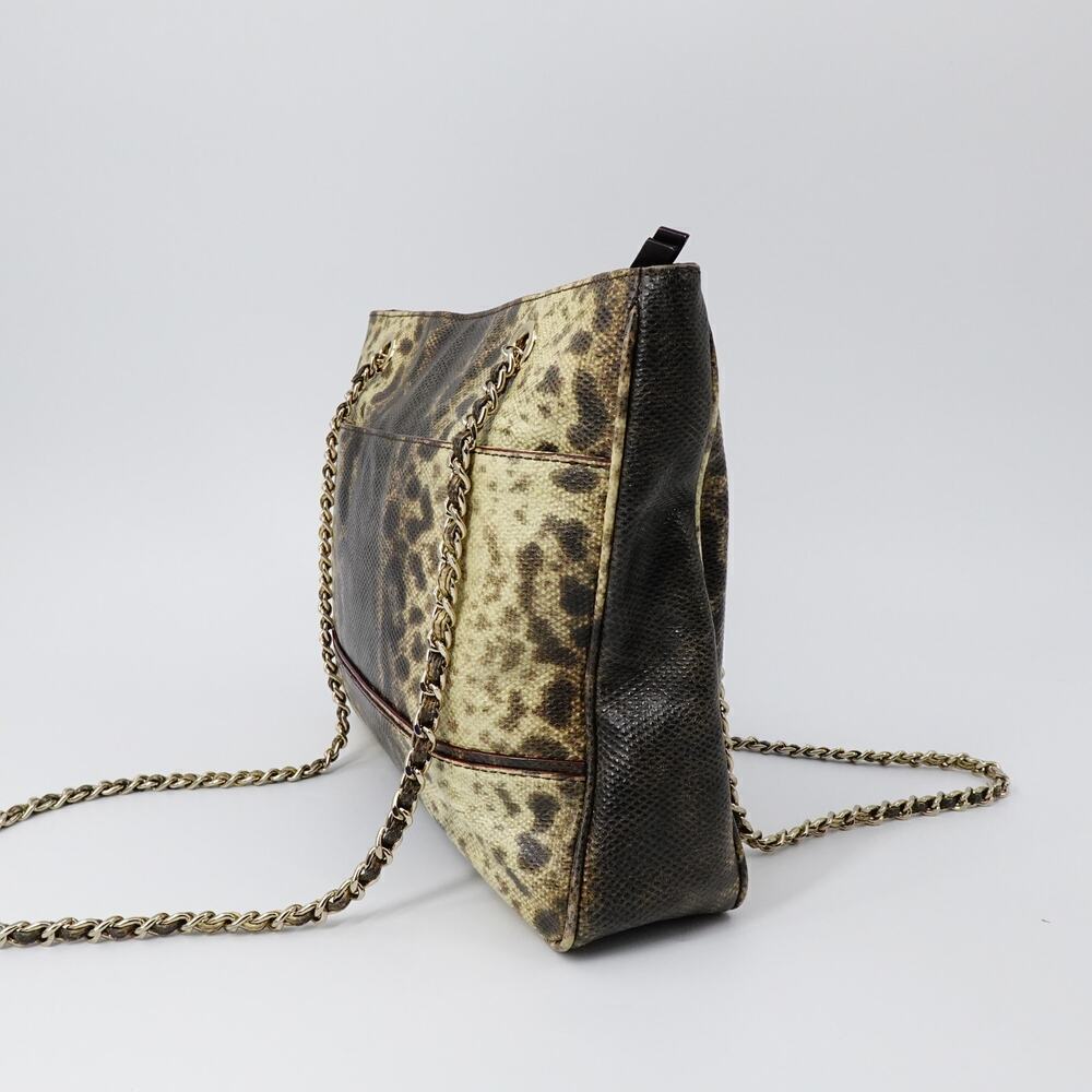 Tre Vero Karung Chain Shoulder Bag Womens Brown Animal Print 80s Retro - Picture 5 of 16